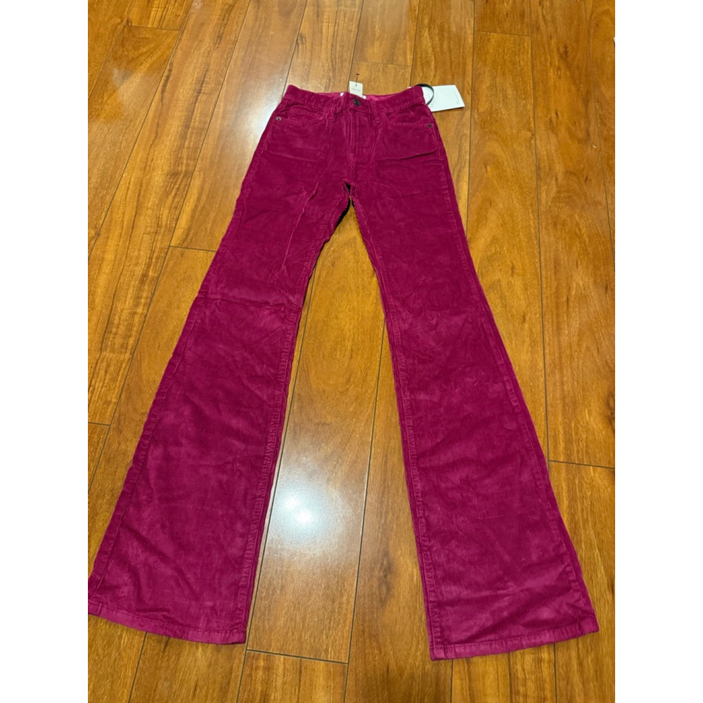 Women's Current/Elliott Magenta Corduroy Flare Pants Size 23 - Picture 2 of 8